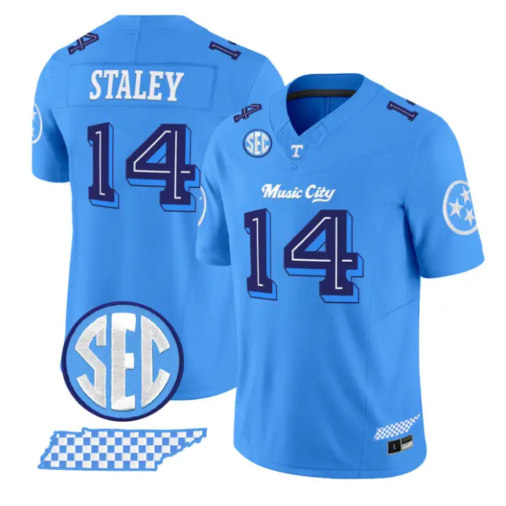 Braylon Staley Jersey #14 Tennessee Vols Music City Edition Stitched 1 Braylon Staley Jersey #14 Tennessee Vols Music City Edition Stitched by My Store NCAA Football Jerseys