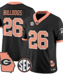 Bulldogs Jersey #26 Georgia Bulldogs 2026 The Big Peach Stitched by My Store NCAA Football Jerseys