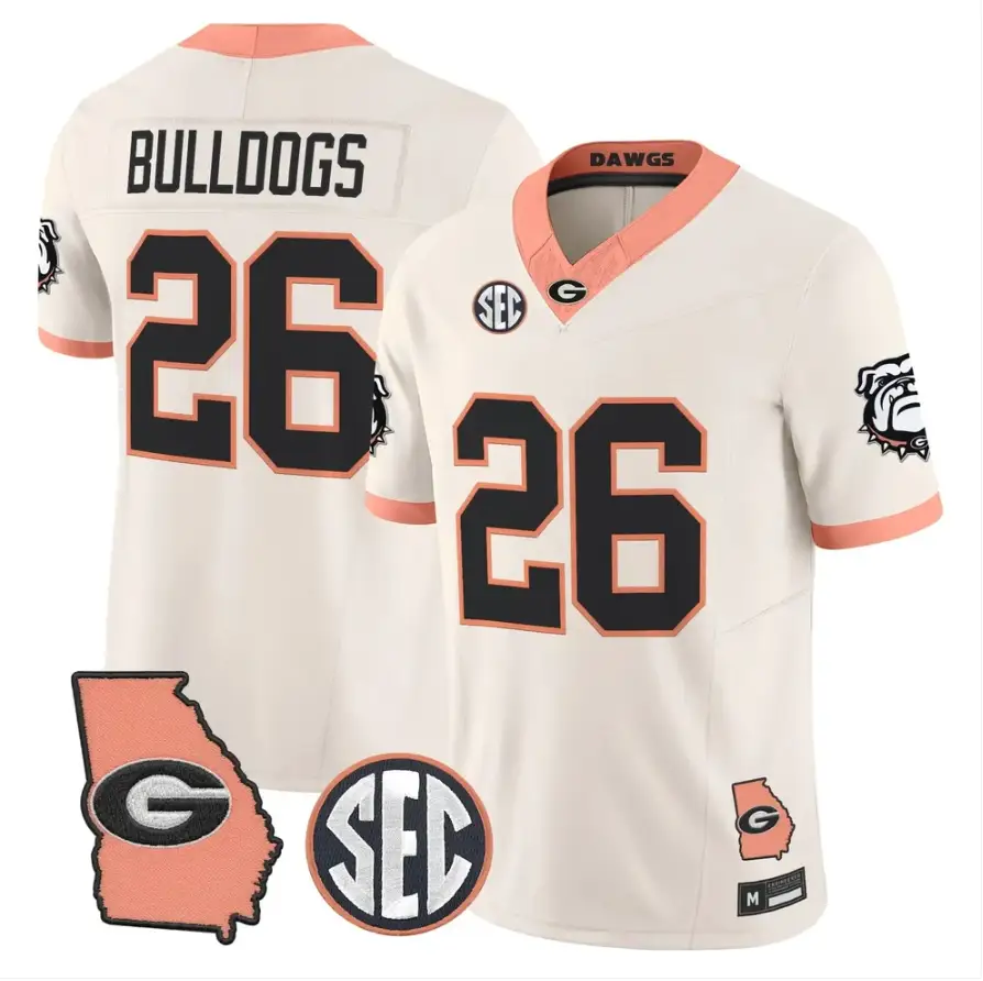 Bulldogs Jersey #26 Georgia Bulldogs 2026 The Big Peach Stitched 2 Bulldogs Jersey #26 Georgia Bulldogs 2026 The Big Peach Stitched by My Store NCAA Football Jerseys