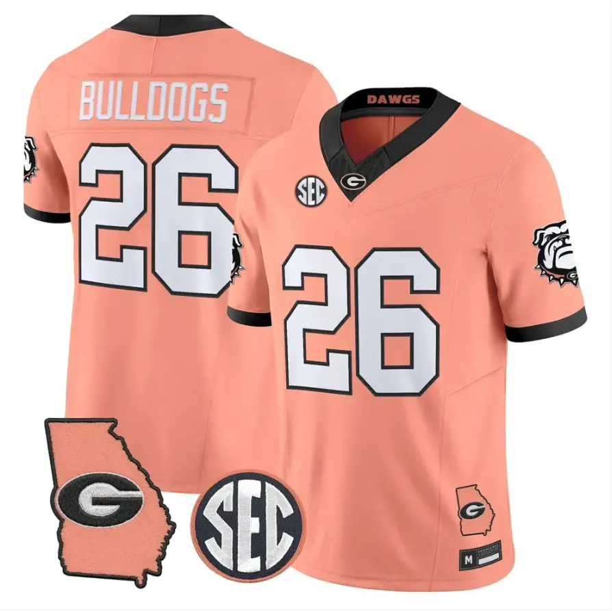 Bulldogs Jersey #26 Georgia Bulldogs 2026 The Big Peach Stitched 3 Bulldogs Jersey #26 Georgia Bulldogs 2026 The Big Peach Stitched by My Store NCAA Football Jerseys