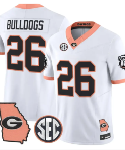 Bulldogs Jersey #26 Georgia Bulldogs 2026 The Big Peach Stitched 8 Bulldogs Jersey #26 Georgia Bulldogs 2026 The Big Peach Stitched by My Store NCAA Football Jerseys