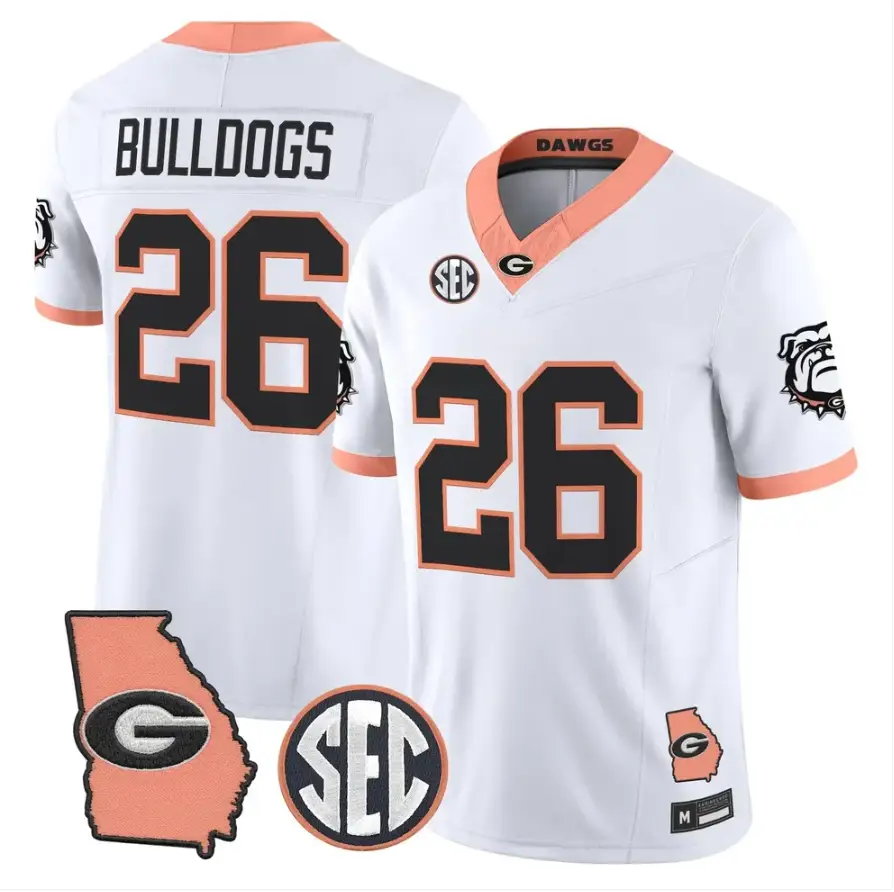Bulldogs Jersey #26 Georgia Bulldogs 2026 The Big Peach Stitched 4 Bulldogs Jersey #26 Georgia Bulldogs 2026 The Big Peach Stitched by My Store NCAA Football Jerseys
