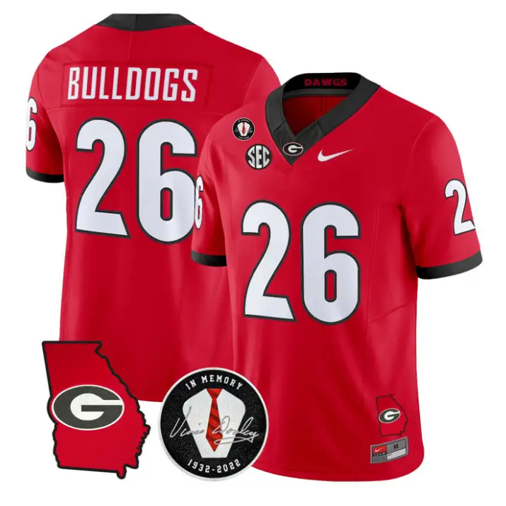 Bulldogs Jersey #26 Georgia Bulldogs 2026 Vince Dooley Stitched 2 Bulldogs Jersey #26 Georgia Bulldogs 2026 Vince Dooley Stitched by My Store NCAA Football Jerseys