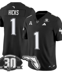 C.J. Hicks Jersey #1 South Florida Bulls 30th Patch Limited Stitched by My Store NCAA Football Jerseys