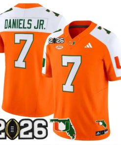 CJ Daniels Jersey #7 Miami Hurricanes 2026 CFP Final Patch Stitched by My Store NCAA Football Jerseys