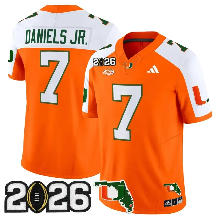 CJ Daniels Jersey #7 Miami Hurricanes 2026 CFP Final Patch Stitched by My Store NCAA Football Jerseys