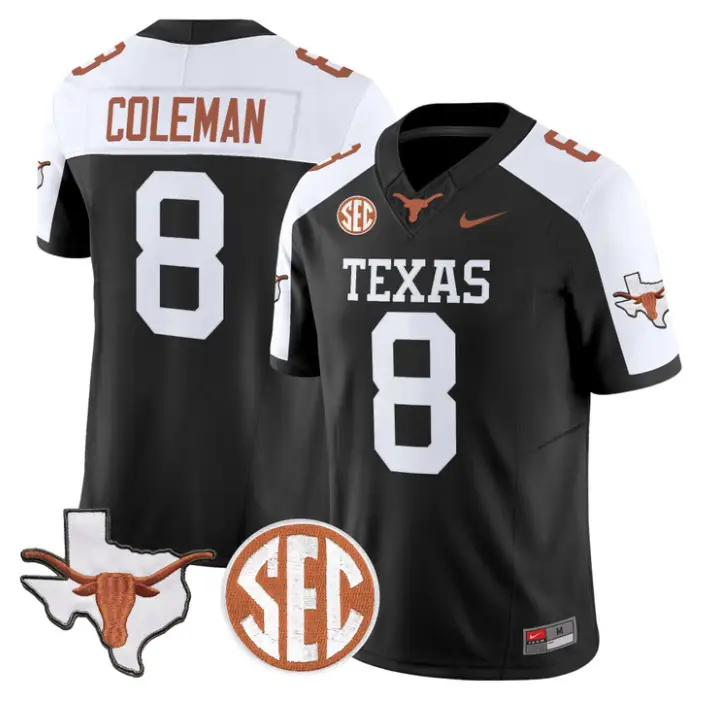 Cam Coleman Jersey #8 Texas Longhorns 2026 SEC Patch Stitched by My Store NCAA Football Jerseys