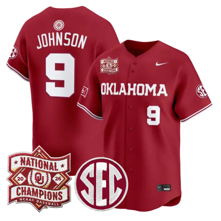 Camden Johnson Jersey #9 Oklahoma 2026 National Champions Patch Stitched 1 Camden Johnson Jersey #9 Oklahoma 2026 National Champions Patch Stitched by My Store