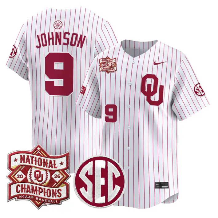 Camden Johnson Jersey #9 Oklahoma 2026 National Champions Patch Stitched 4 Camden Johnson Jersey #9 Oklahoma 2026 National Champions Patch Stitched by My Store