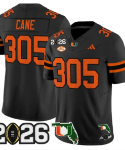 Cane Jersey #305 Miami Hurricanes 2026 CFP Final Patch Stitched by My Store NCAA Football Jerseys