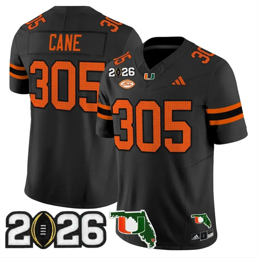 Cane Jersey #305 Miami Hurricanes 2026 CFP Final Patch Stitched 1 Cane Jersey #305 Miami Hurricanes 2026 CFP Final Patch Stitched by My Store NCAA Football Jerseys