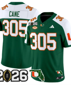 Cane Jersey #305 Miami Hurricanes 2026 CFP Final Patch Stitched by My Store NCAA Football Jerseys