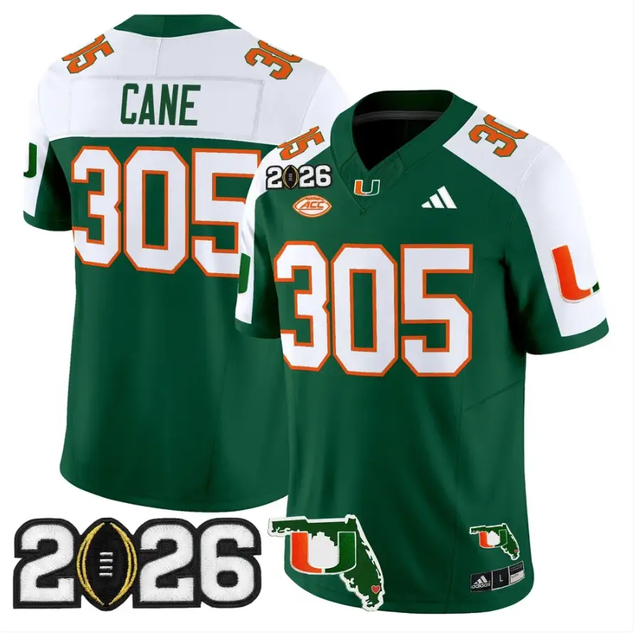 Cane Jersey #305 Miami Hurricanes 2026 CFP Final Patch Stitched 2 Cane Jersey #305 Miami Hurricanes 2026 CFP Final Patch Stitched by My Store NCAA Football Jerseys