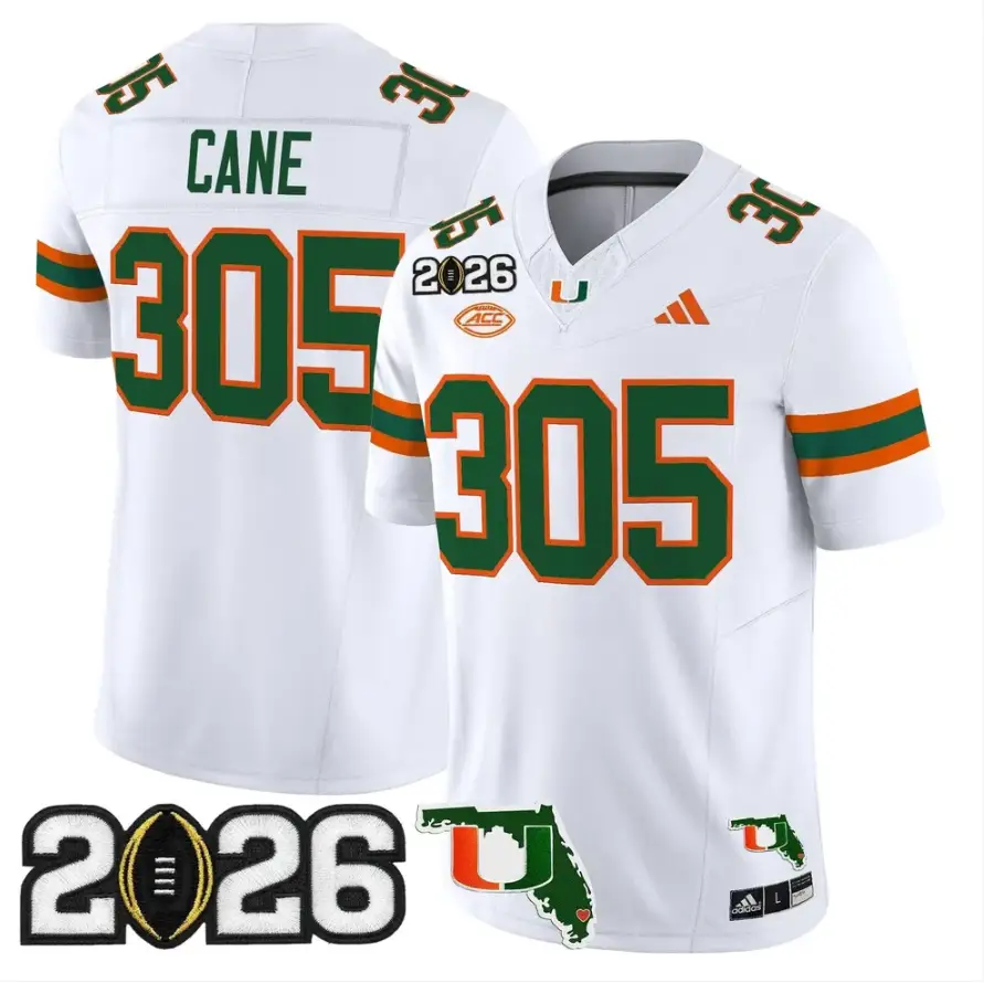 Cane Jersey #305 Miami Hurricanes 2026 CFP Final Patch Stitched 6 Cane Jersey #305 Miami Hurricanes 2026 CFP Final Patch Stitched by My Store NCAA Football Jerseys
