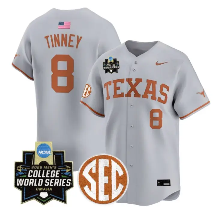 Carson Tinney Jersey #8 Texas Longhorns 2026 World Series Vapor Stitched by My Store