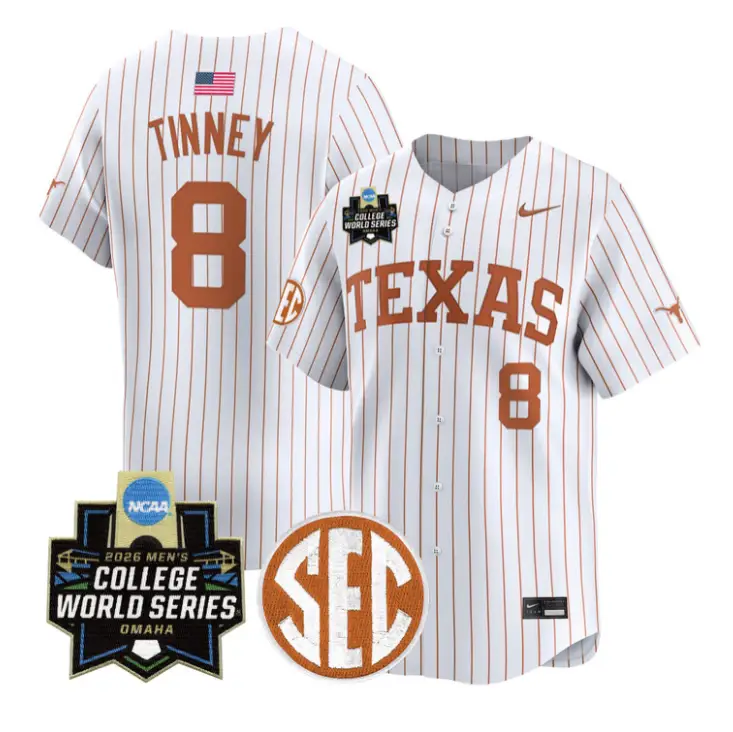 Carson Tinney Jersey #8 Texas Longhorns 2026 World Series Vapor Stitched by My Store