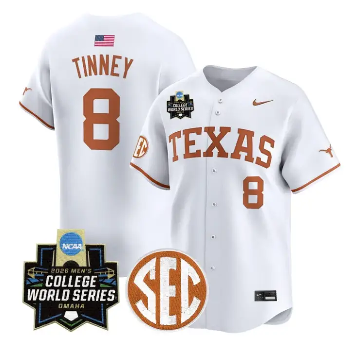 Carson Tinney Jersey #8 Texas Longhorns 2026 World Series Vapor Stitched by My Store