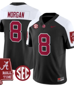Cederian Morgan Jersey #12 Alabama Crimson 2026 SEC Patch Stitched by My Store NCAA Football Jerseys