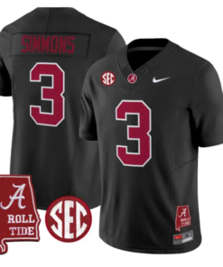 Cedrick Simmons Jersey #3 Alabama Crimson 2026 SEC Patch Stitched by My Store NCAA Football Jerseys