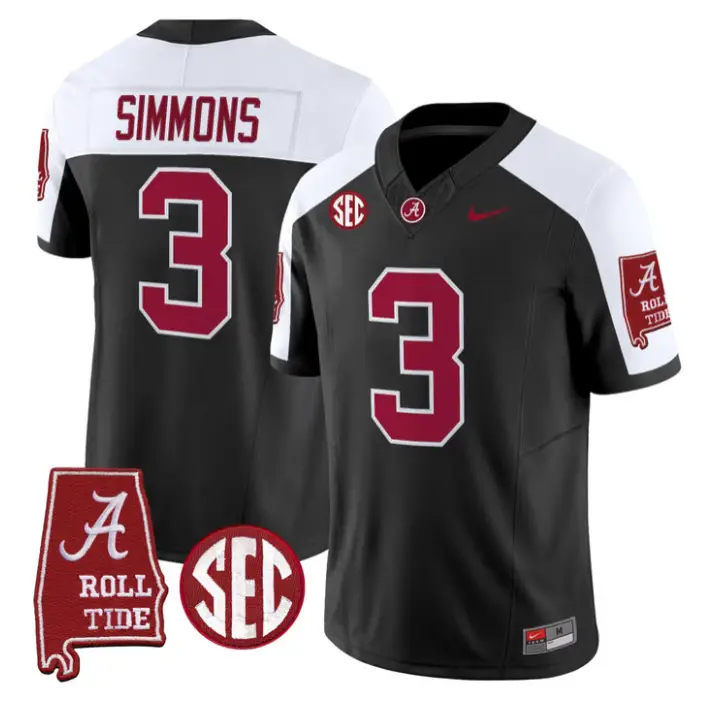 Cedrick Simmons Jersey #3 Alabama Crimson 2026 SEC Patch Stitched by My Store NCAA Football Jerseys