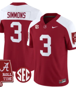 Cedrick Simmons Jersey #3 Alabama Crimson 2026 SEC Patch Stitched by My Store NCAA Football Jerseys