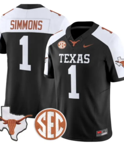 Colin Simmons Jersey #1 Texas Longhorns 2026 SEC Patch Stitched by My Store NCAA Football Jerseys