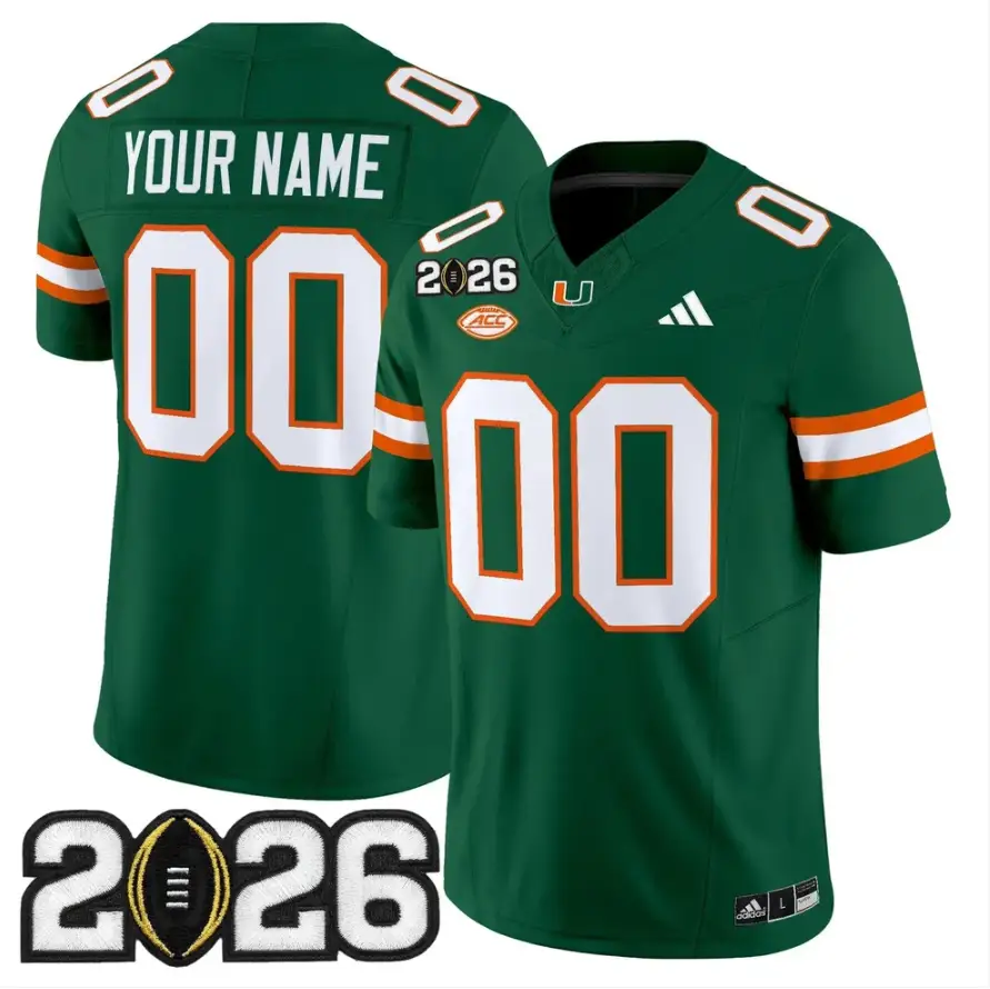 Custom Miami Hurricanes Jersey 2026 CFP Final Patch Stitched 5 Custom Miami Hurricanes Jersey 2026 CFP Final Patch Stitched by My Store NCAA Football Jerseys