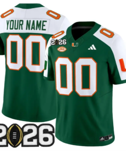 Custom Miami Hurricanes Jersey 2026 CFP Final Patch Stitched 10 Custom Miami Hurricanes Jersey 2026 CFP Final Patch Stitched by My Store NCAA Football Jerseys