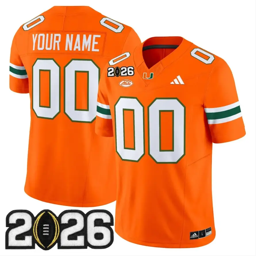 Custom Miami Hurricanes Jersey 2026 CFP Final Patch Stitched 3 Custom Miami Hurricanes Jersey 2026 CFP Final Patch Stitched by My Store NCAA Football Jerseys