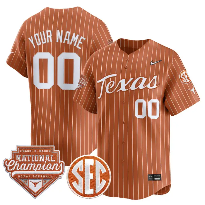 Custom Texas Longhorns Jersey 2026 Back-To-Back World SeriesChampions by My Store
