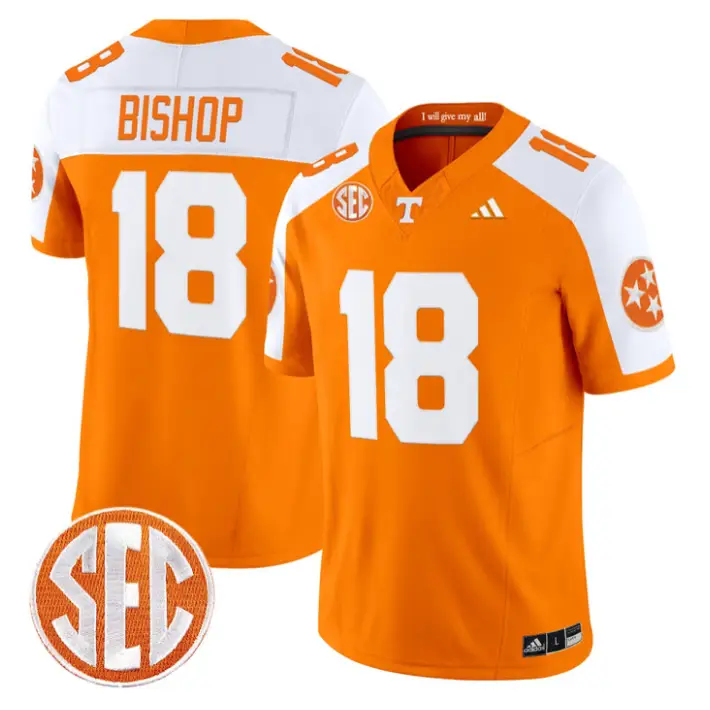 DeSean Bishop Jersey #18 Tennessee Vols 2026 Vapor Limited Stitched by My Store NCAA Football Jerseys