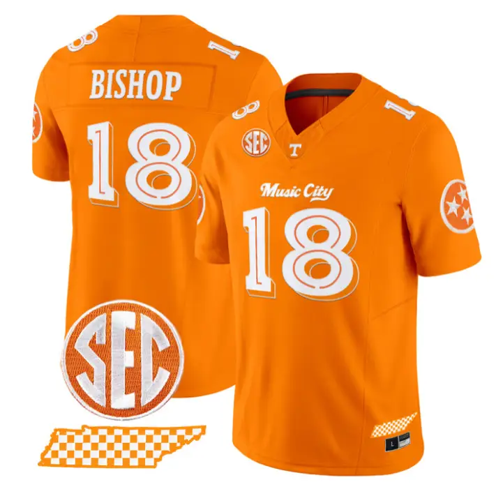 DeSean Bishop Jersey #18 Tennessee Vols Music City Edition Stitched by My Store NCAA Football Jerseys