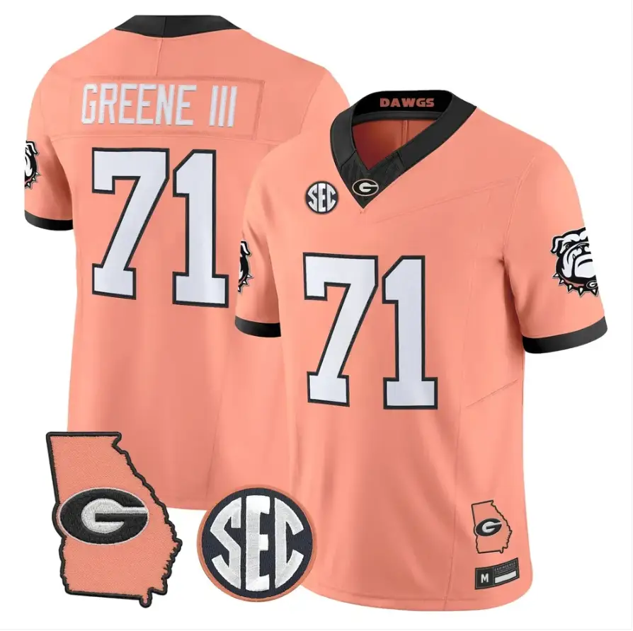 Earnest Greene III Jersey #71 Georgia Bulldogs 2026 The Big Peach Stitched by My Store NCAA Football Jerseys