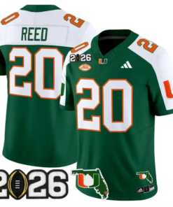 Ed Reed Jersey #20 Miami Hurricanes 2026 CFP Final Patch Stitched by My Store NCAA Football Jerseys