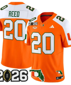 Ed Reed Jersey #20 Miami Hurricanes 2026 CFP Final Patch Stitched by My Store NCAA Football Jerseys