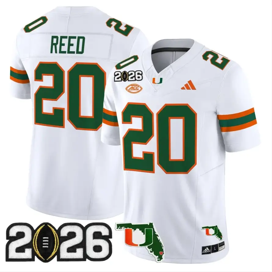 Ed Reed Jersey #20 Miami Hurricanes 2026 CFP Final Patch Stitched by My Store NCAA Football Jerseys