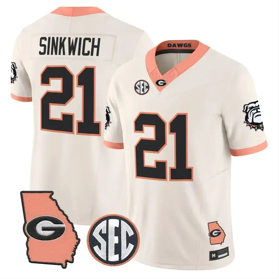 Frank Sinkwich Jersey #21 Georgia Bulldogs 2026 The Big Peach Stitched by My Store NCAA Football Jerseys