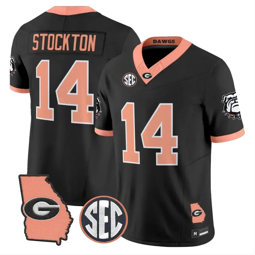 Gunner Stockton Jersey #14 Georgia Bulldogs 2026 The Big Peach Stitched by My Store NCAA Football Jerseys