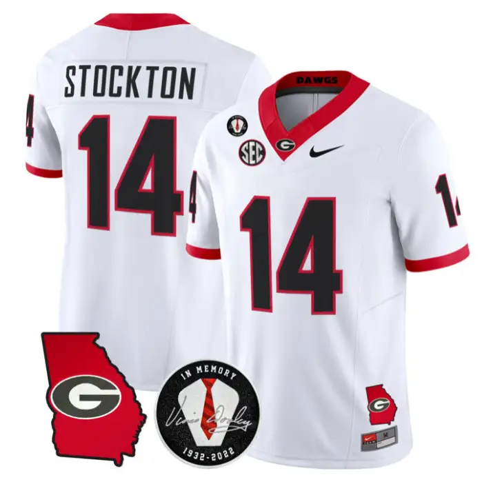 Gunner Stockton Jersey #14 Georgia Bulldogs 2026 Vince Dooley Stitched by My Store NCAA Football Jerseys