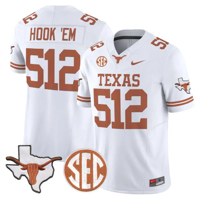 Hook 'Em Jersey #512 Texas Longhorns 2026 SEC Patch Stitched by My Store NCAA Football Jerseys