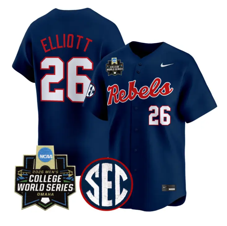 Hunter Elliott Jersey #26 Ole Miss 2026 World Series Vapor Stitched by My Store