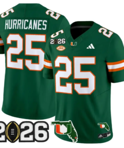 Hurricanes Jersey #25 Miami Hurricanes 2026 CFP Final Patch Stitched 9 Hurricanes Jersey #25 Miami Hurricanes 2026 CFP Final Patch Stitched by My Store NCAA Football Jerseys