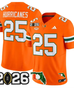 Hurricanes Jersey #25 Miami Hurricanes 2026 CFP Final Patch Stitched 11 Hurricanes Jersey #25 Miami Hurricanes 2026 CFP Final Patch Stitched by My Store NCAA Football Jerseys