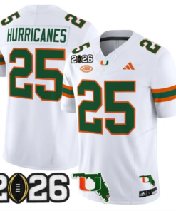 Hurricanes Jersey #25 Miami Hurricanes 2026 CFP Final Patch Stitched 12 Hurricanes Jersey #25 Miami Hurricanes 2026 CFP Final Patch Stitched by My Store NCAA Football Jerseys