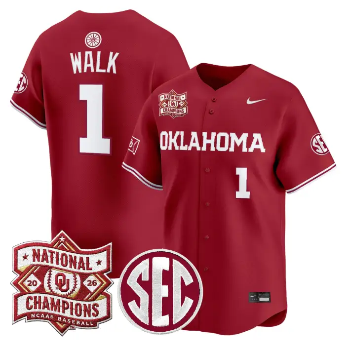 Jason Walk Jersey #1 Oklahoma 2026 National Champions Patch Stitched 1 Jason Walk Jersey #1 Oklahoma 2026 National Champions Patch Stitched by My Store