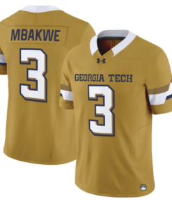 Jaylen Mbakwe Jersey #3 Georgia Tech Yellow Jackets 2026 Limited Stitched by My Store NCAA Football Jerseys