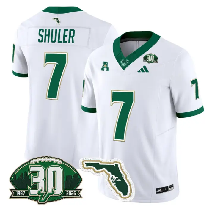 Jhalyn Shuler Jersey #7 South Florida Bulls 30th Patch Limited Stitched by My Store NCAA Football Jerseys