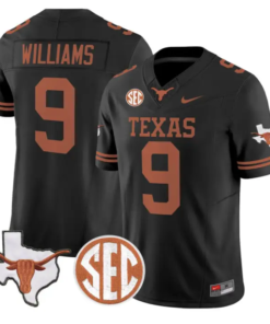 Jonah Williams Jersey #9 Texas Longhorns 2026 SEC Patch Stitched by My Store NCAA Football Jerseys