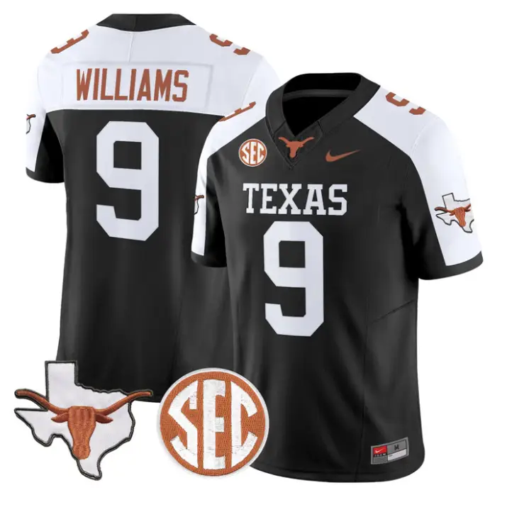 Jonah Williams Jersey #9 Texas Longhorns 2026 SEC Patch Stitched by My Store NCAA Football Jerseys