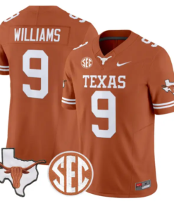 Jonah Williams Jersey #9 Texas Longhorns 2026 SEC Patch Stitched by My Store NCAA Football Jerseys